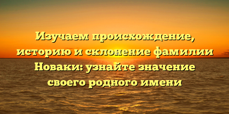 Изучаем происхождение, историю и склонение фамилии Новаки: узнайте значение своего родного имени