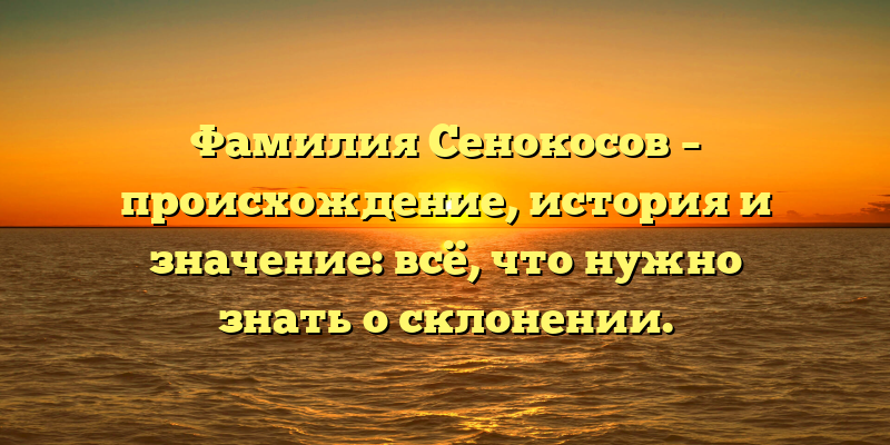 Фамилия Сенокосов – происхождение, история и значение: всё, что нужно знать о склонении.