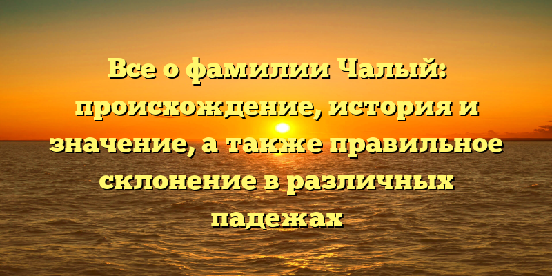 Все о фамилии Чалый: происхождение, история и значение, а также правильное склонение в различных падежах