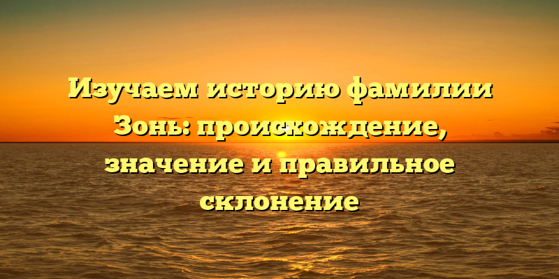 Изучаем историю фамилии Зонь: происхождение, значение и правильное склонение