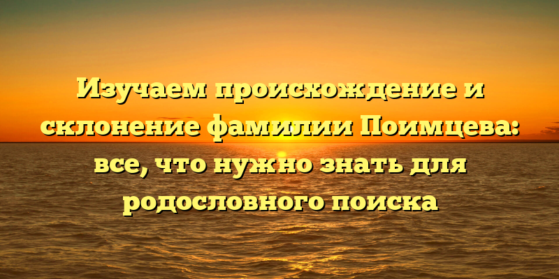 Изучаем происхождение и склонение фамилии Поимцева: все, что нужно знать для родословного поиска