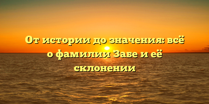 От истории до значения: всё о фамилии Забе и её склонении