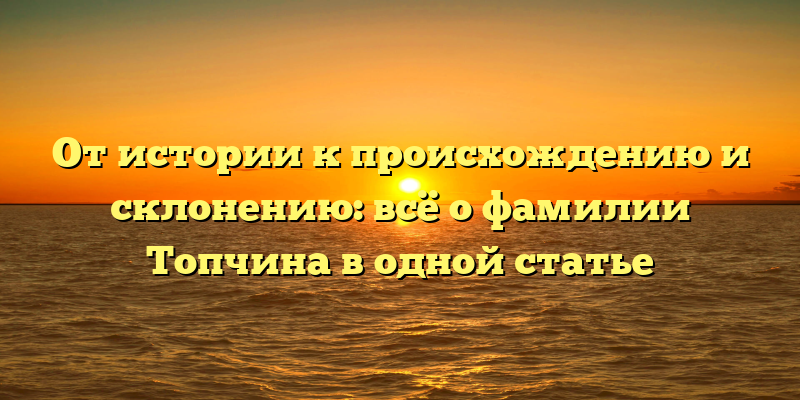 От истории к происхождению и склонению: всё о фамилии Топчина в одной статье