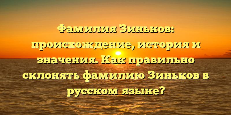 Фамилия Зиньков: происхождение, история и значения. Как правильно склонять фамилию Зиньков в русском языке?