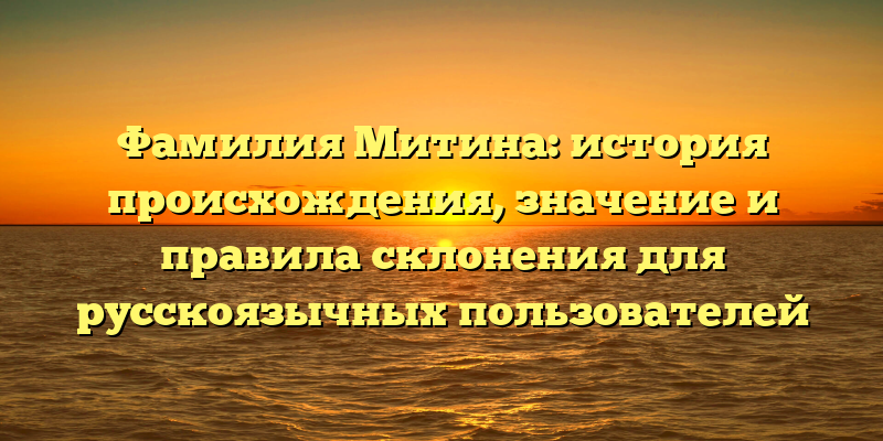 Фамилия Митина: история происхождения, значение и правила склонения для русскоязычных пользователей