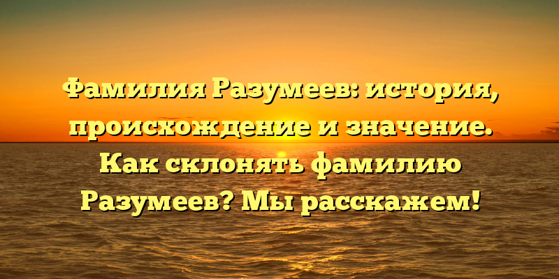 Фамилия Разумеев: история, происхождение и значение. Как склонять фамилию Разумеев? Мы расскажем!