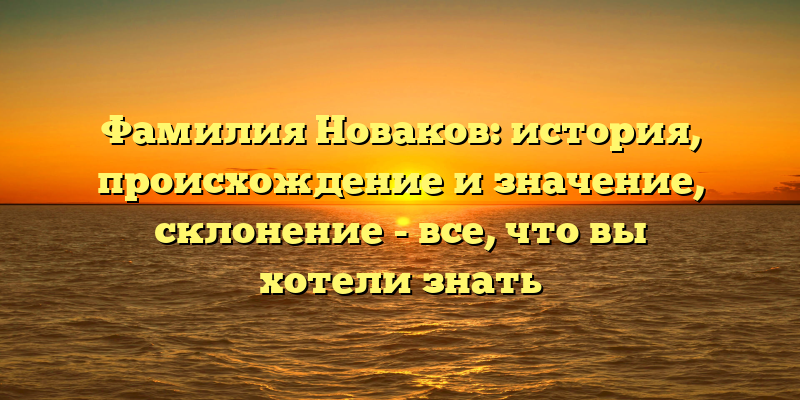 Фамилия Новаков: история, происхождение и значение, склонение - все, что вы хотели знать