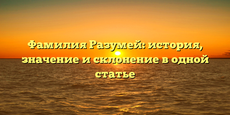 Фамилия Разумей: история, значение и склонение в одной статье