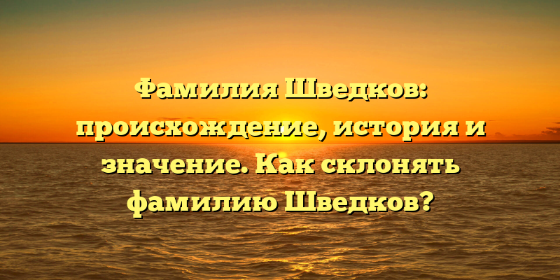 Фамилия Шведков: происхождение, история и значение. Как склонять фамилию Шведков?