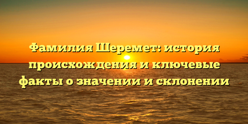 Фамилия Шеремет: история происхождения и ключевые факты о значении и склонении