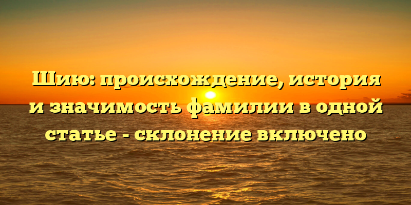 Шию: происхождение, история и значимость фамилии в одной статье - склонение включено