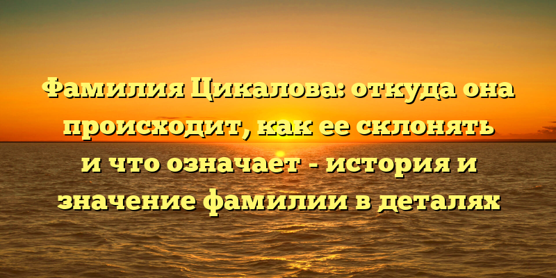 Фамилия Цикалова: откуда она происходит, как ее склонять и что означает - история и значение фамилии в деталях