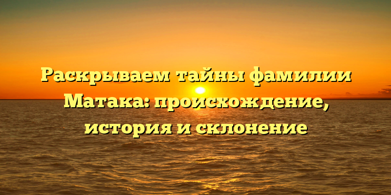 Раскрываем тайны фамилии Матака: происхождение, история и склонение