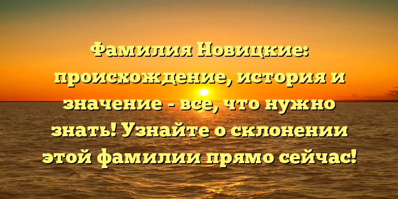 Фамилия Новицкие: происхождение, история и значение - все, что нужно знать! Узнайте о склонении этой фамилии прямо сейчас!