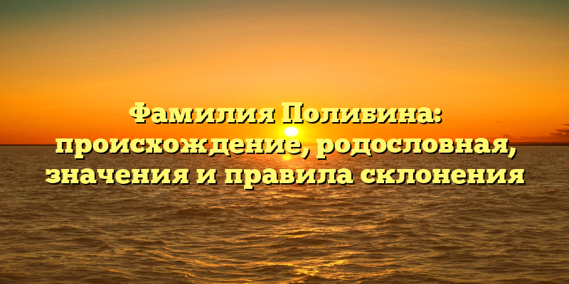 Фамилия Полибина: происхождение, родословная, значения и правила склонения