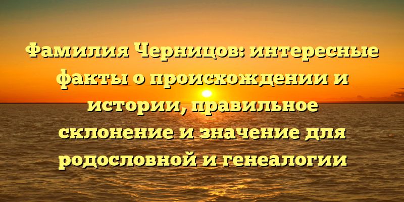 Фамилия Черницов: интересные факты о происхождении и истории, правильное склонение и значение для родословной и генеалогии
