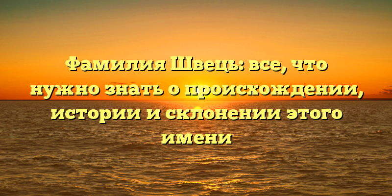 Фамилия Швець: все, что нужно знать о происхождении, истории и склонении этого имени