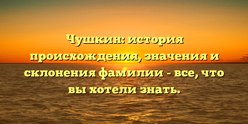 Чушкин: история происхождения, значения и склонения фамилии - все, что вы хотели знать.