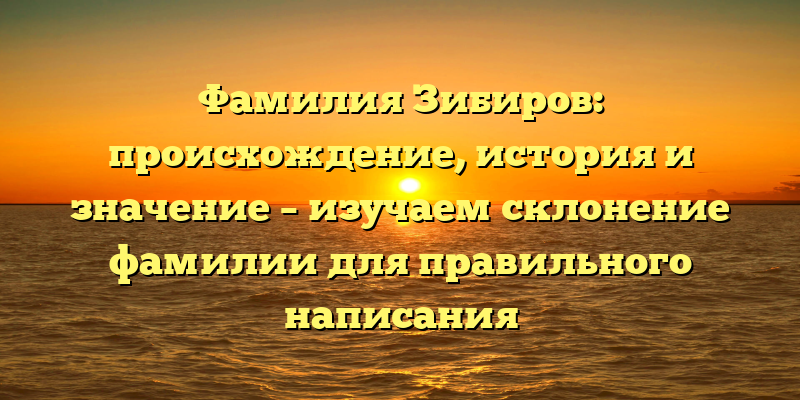 Фамилия Зибиров: происхождение, история и значение – изучаем склонение фамилии для правильного написания