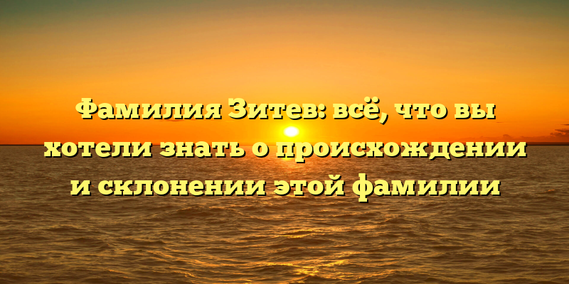 Фамилия Зитев: всё, что вы хотели знать о происхождении и склонении этой фамилии