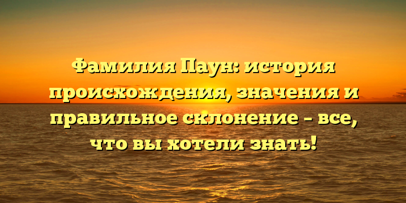 Фамилия Паун: история происхождения, значения и правильное склонение – все, что вы хотели знать!