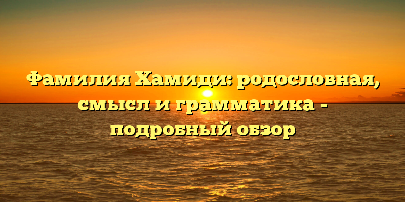 Фамилия Хамиди: родословная, смысл и грамматика - подробный обзор