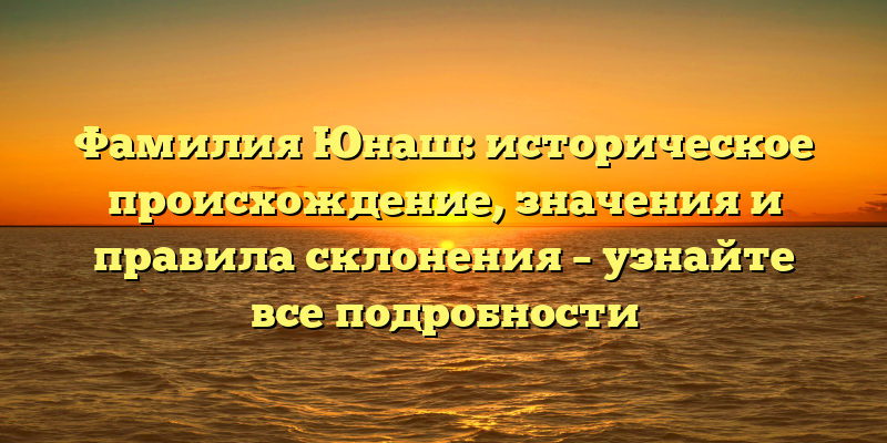 Фамилия Юнаш: историческое происхождение, значения и правила склонения – узнайте все подробности