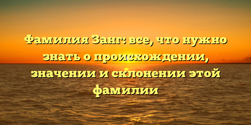 Фамилия Занг: все, что нужно знать о происхождении, значении и склонении этой фамилии