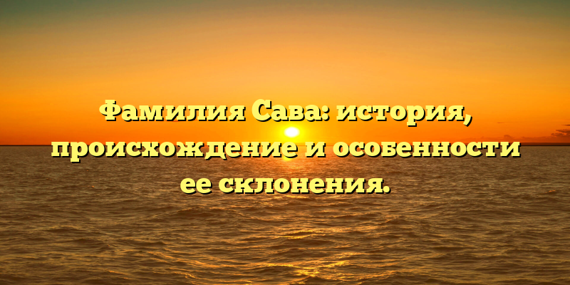 Фамилия Сава: история, происхождение и особенности ее склонения.