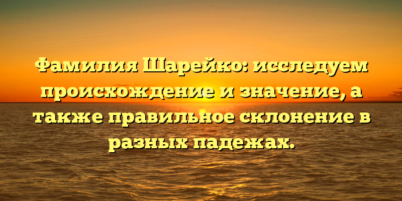 Фамилия Шарейко: исследуем происхождение и значение, а также правильное склонение в разных падежах.