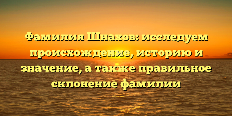 Фамилия Шнахов: исследуем происхождение, историю и значение, а также правильное склонение фамилии