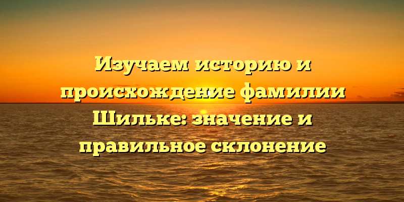 Изучаем историю и происхождение фамилии Шильке: значение и правильное склонение