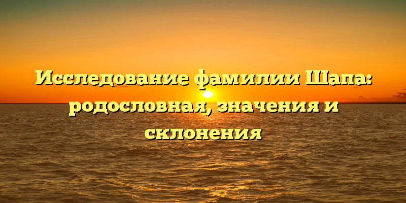 Исследование фамилии Шапа: родословная, значения и склонения