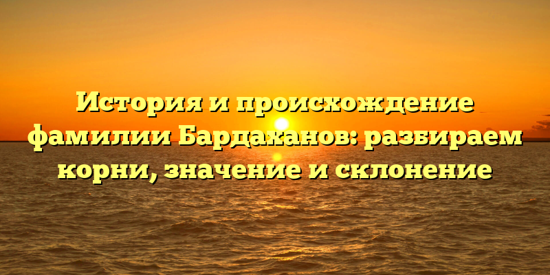 История и происхождение фамилии Бардаханов: разбираем корни, значение и склонение