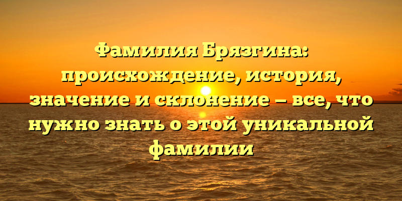 Фамилия Брязгина: происхождение, история, значение и склонение — все, что нужно знать о этой уникальной фамилии