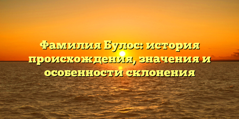 Фамилия Булос: история происхождения, значения и особенности склонения