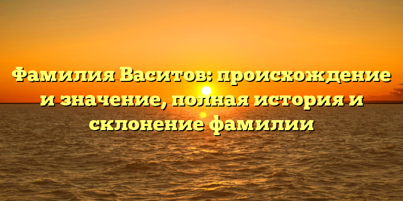 Фамилия Васитов: происхождение и значение, полная история и склонение фамилии
