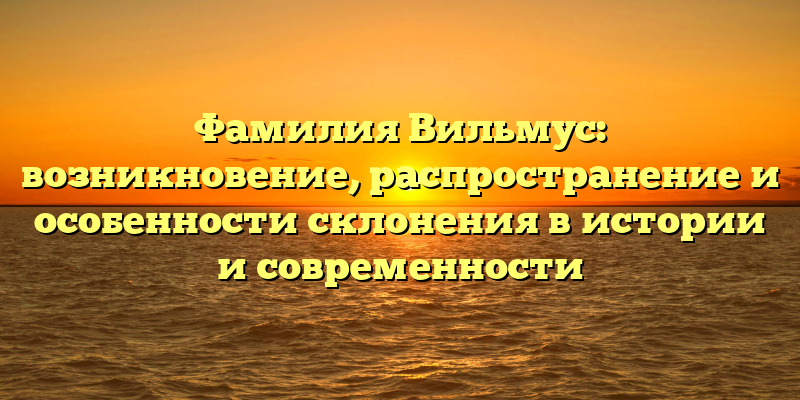 Фамилия Вильмус: возникновение, распространение и особенности склонения в истории и современности