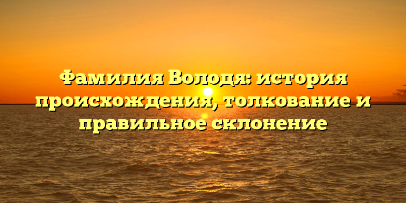 Фамилия Володя: история происхождения, толкование и правильное склонение