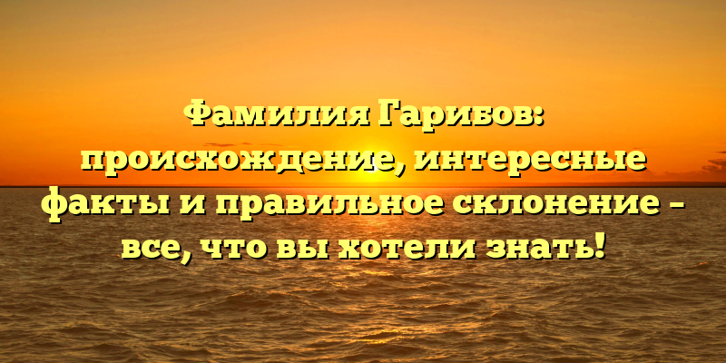 Фамилия Гарибов: происхождение, интересные факты и правильное склонение – все, что вы хотели знать!