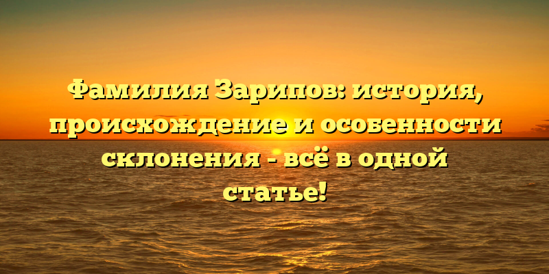 Фамилия Зарипов: история, происхождение и особенности склонения - всё в одной статье!