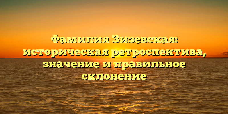 Фамилия Зизевская: историческая ретроспектива, значение и правильное склонение