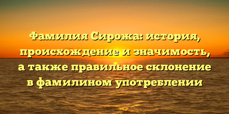 Фамилия Сирожа: история, происхождение и значимость, а также правильное склонение в фамилином употреблении