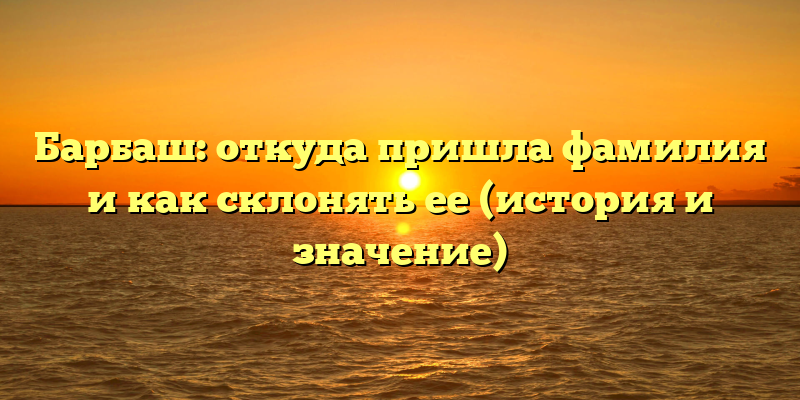 Барбаш: откуда пришла фамилия и как склонять ее (история и значение)