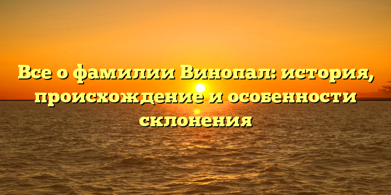 Все о фамилии Винопал: история, происхождение и особенности склонения