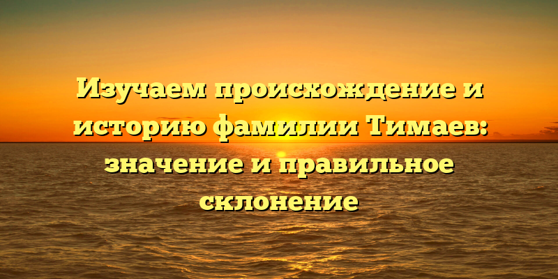 Изучаем происхождение и историю фамилии Тимаев: значение и правильное склонение