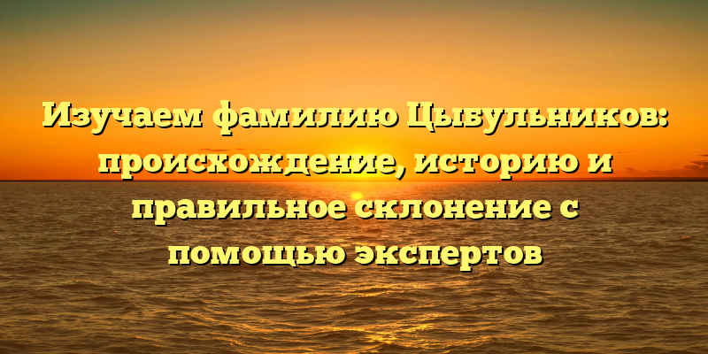 Изучаем фамилию Цыбульников: происхождение, историю и правильное склонение с помощью экспертов