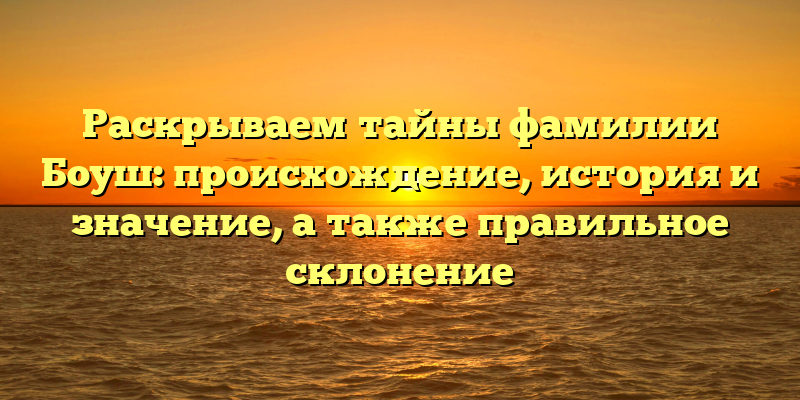 Раскрываем тайны фамилии Боуш: происхождение, история и значение, а также правильное склонение