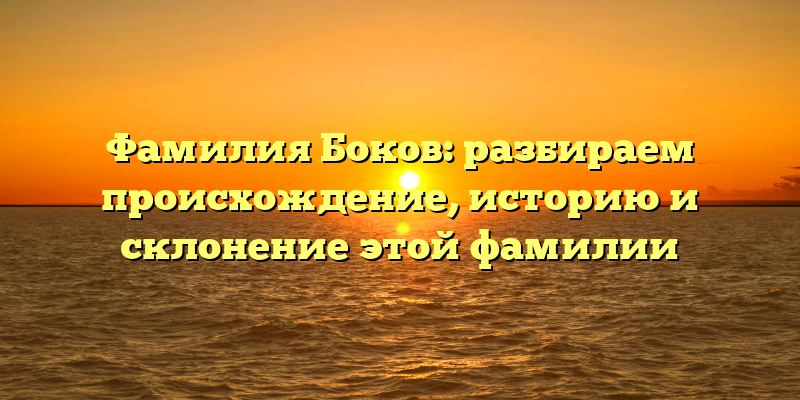 Фамилия Боков: разбираем происхождение, историю и склонение этой фамилии