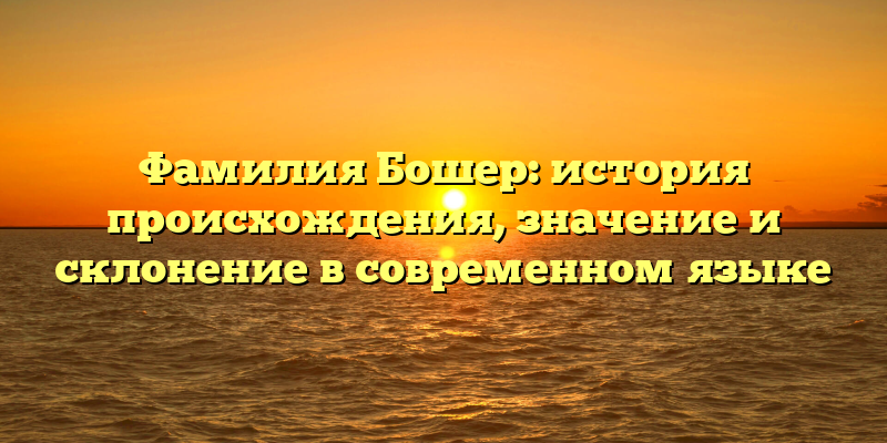Фамилия Бошер: история происхождения, значение и склонение в современном языке